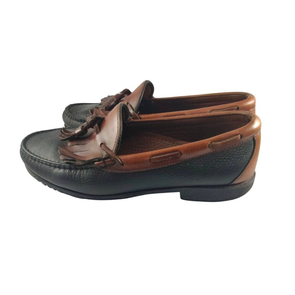 Allen Edmonds Two-Tone Black and Brown Leather Tassel Loafers